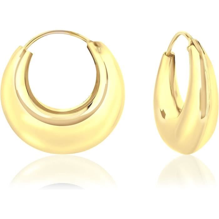 Boucles D'oreilles Créoles Argent Sterling 20 Mm - épaisses Et Brillantes
