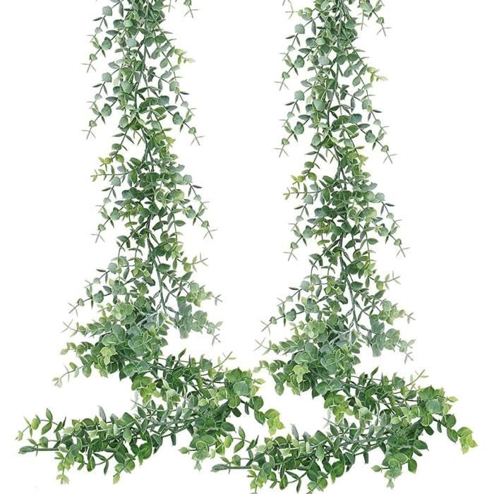 Guirlandes Eucalyptus Artificiel SOMYTING - Lot De 2 Avec Fleurs Blanches 180cm