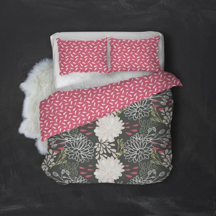 Couette imprimée - MORTREUX - 1 ou 2 personnes - LÉGÈRE - Vert - Synthétique