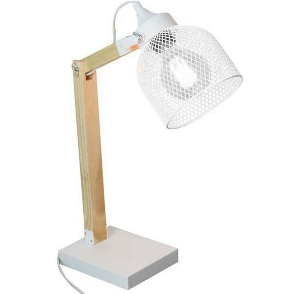 Lampe De Bureau Style Industriel Metal Et Bois Blanc Achat Vente Lampe De Bureau Style Cdiscount