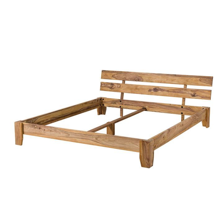 Stucture lit 140x200cm - Bois massif de palissandre huilé (Brun Clair) - NATURE BROWN 510