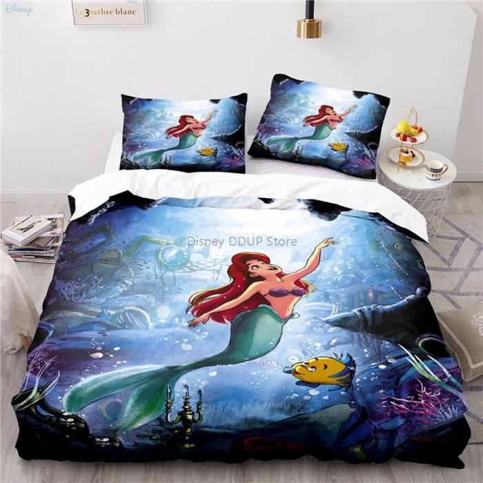 Parure Lit Enfant 2 Pièces La Petite Sirène - Housse Couette 140x200cm + Taie