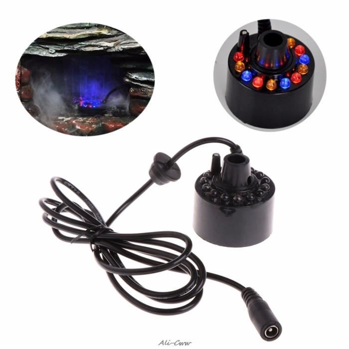 Irlogyer Machine à brouillard 12 LED Machine à brouillard Machine à brouillard d'eau Fontaine Étang Brume Vaporisateur Humidificateur pour Halloween Noël 
