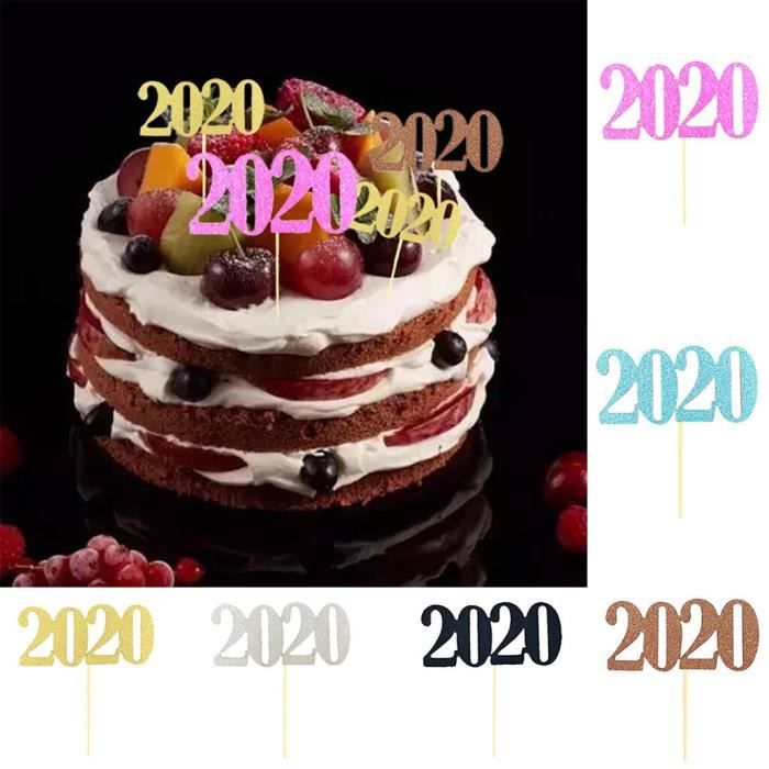 24 Pieces Nouvel An Figurine Pour Gateau De Fete Placard Cuisson Drapeau Noel Numero Forme Gateau Drapeau Batons Decoration 2 Cdiscount Maison