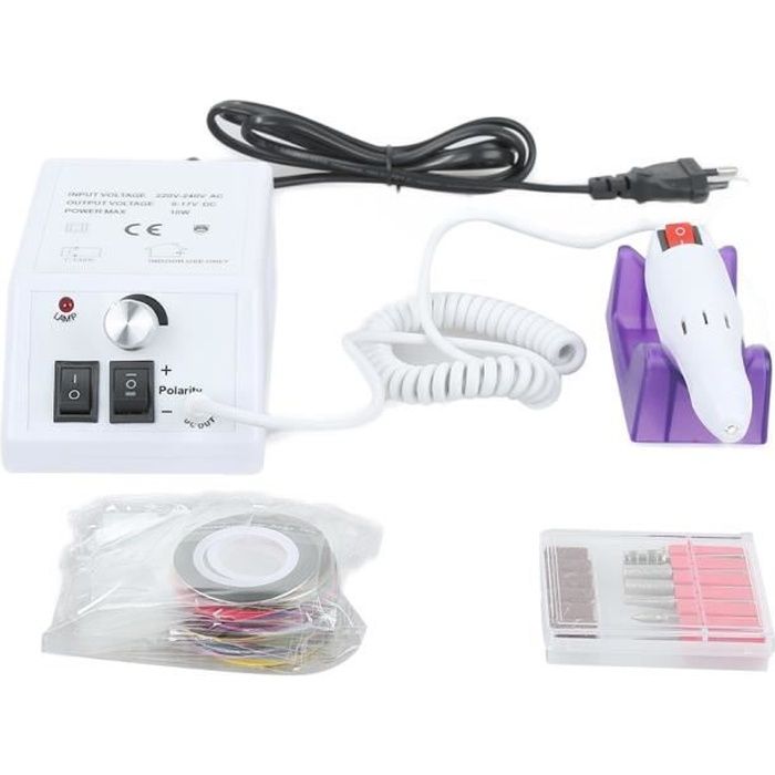 Kit Ponceuse à Ongles BLANC Polissoir Lime Nail Drill Appareil Electrique 20000RPM Professional pour Ongle Pied Manucure Pédicure