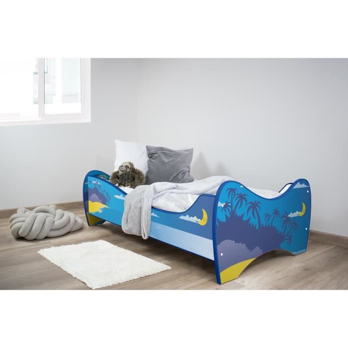 Topbed Lit D Enfant Garcons Filles 140x70 Cm Ensemble Lit Matelas Sommier Meubles Chambre D Enfant Bleu Cdiscount Maison