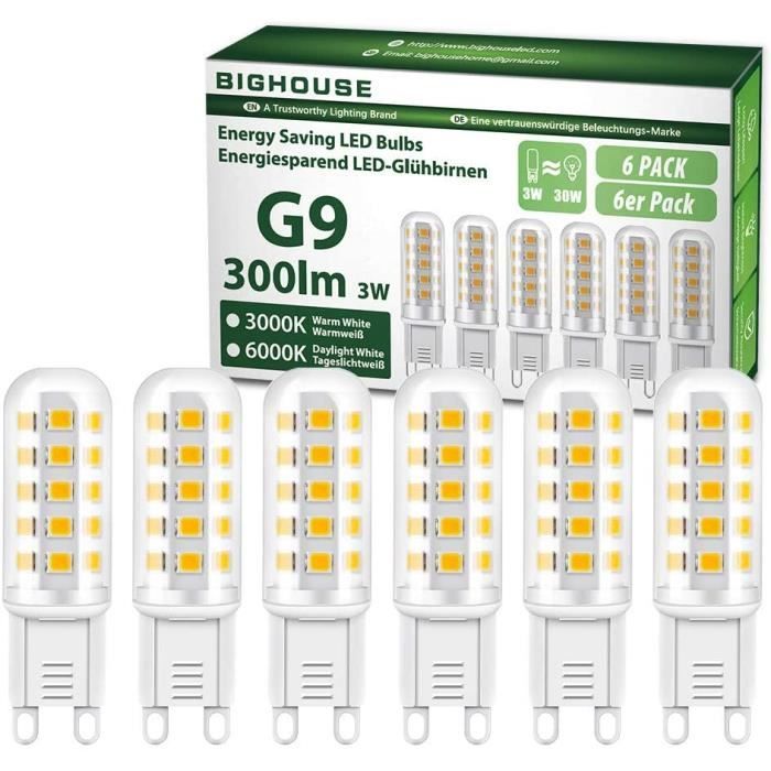 Ampoule LED G9 BIGHOUSE 3W 270lm Lampe 30W Halogène Lumière Blanc Chaud 3000K AC