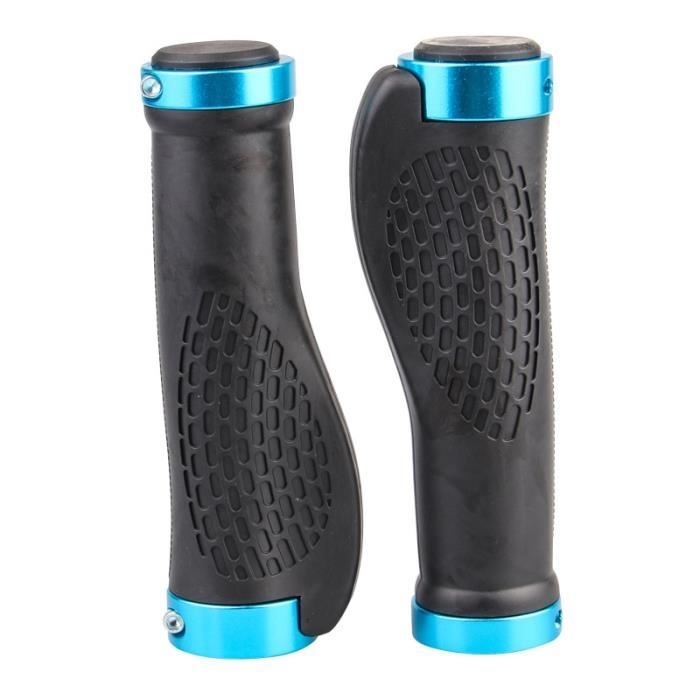 Poignées De Guidon Vélo Ergonomiques En Caoutchouc Avec Embouts De Barre Verrouillables - Pour VTT, Route, Ville