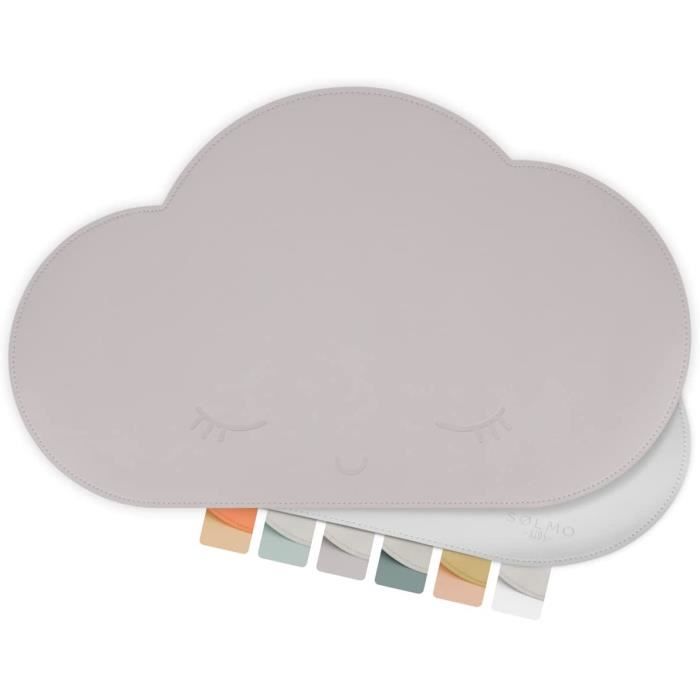 Grand choix de couleurs Sølmo Lot de 4 sets de table ronds en cuir synthétique Résistant à la chaleur I Set de table pour enfants Facile à nettoyer Gris argenté