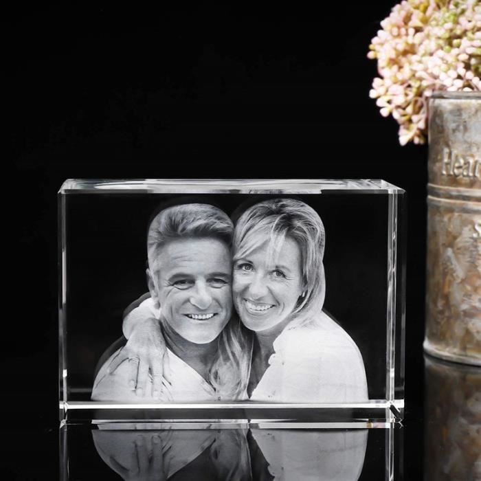 BLANCHE - 3D 6x6x10cm 1-3Face - Cadre Photo En Cristal Gravé Au Laser ...