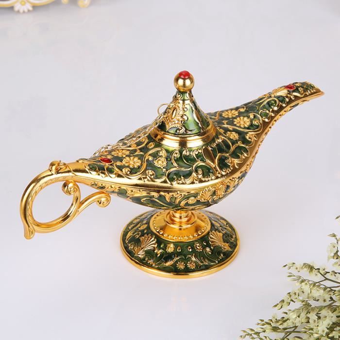 Lampe à Huile Génie Style Aladdin - Décoration Vintage Dorée, 23x13 Cm - Pour Déco Ou Accessoire