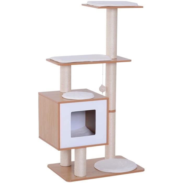 Pawhut Arbre A Chats Design Contemporain Griffoirs Grattoirs Sisal Naturel Centre D Activites Niche Plate Formes Jeu Bou Cdiscount Animalerie