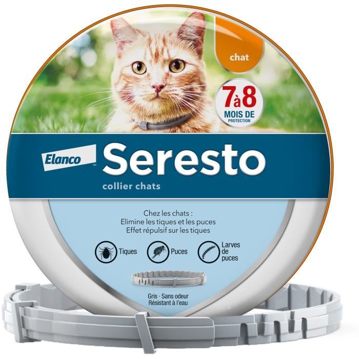 SERESTO Chat Collier Anti-Puces et Anti-Tiques 1 unité - Protection 7à 8 mois