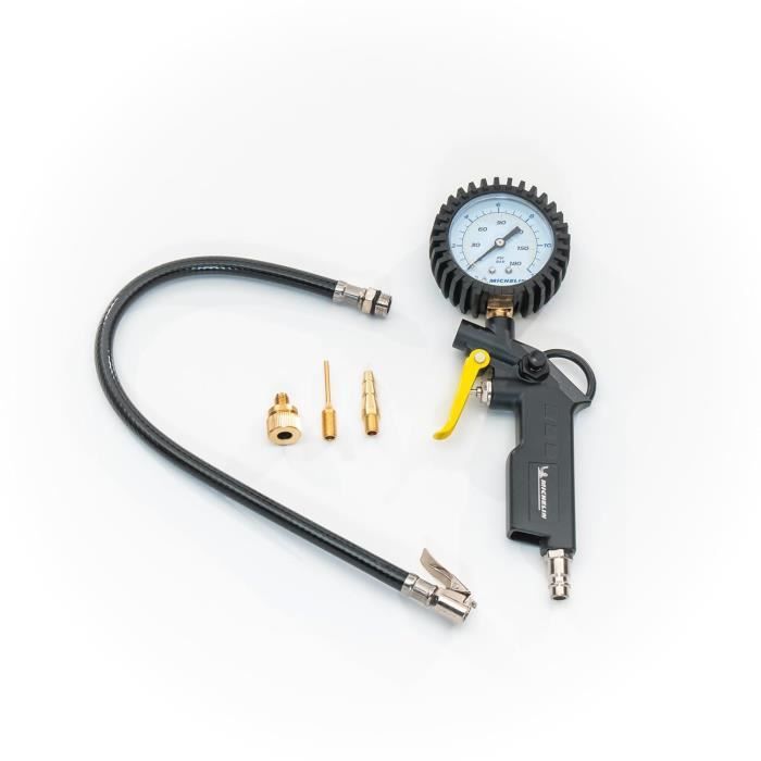 Gonfleur De Pneus GAKAGO Avec Manomètre Précise 0-12 Bar - Tuyau Long 45 Cm, Pour Voiture, Vélo, Ballons