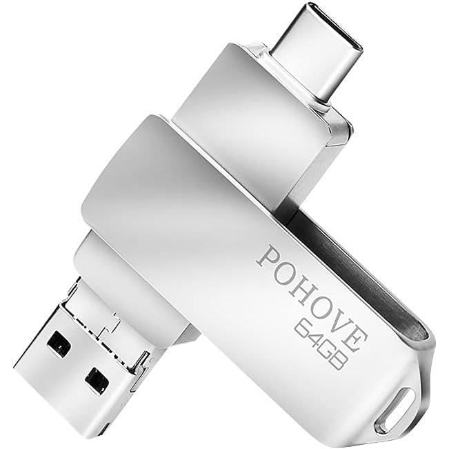 Cle USB 64 Go 4 En 1 Cl&eacute; USB 2.0 M&eacute;tal Clef USB 64 Go Extension De Pen Drive Externe Photo
