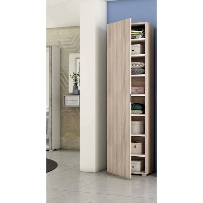 Dmora - Armoire polyvalente Fiordaliso 1 porte 50x30h182 cm chêne Panneau effet bois Dmora - Armoire polyvalente Fiordaliso 1 porte 50x30h182 cm chêne Panneau effet bois