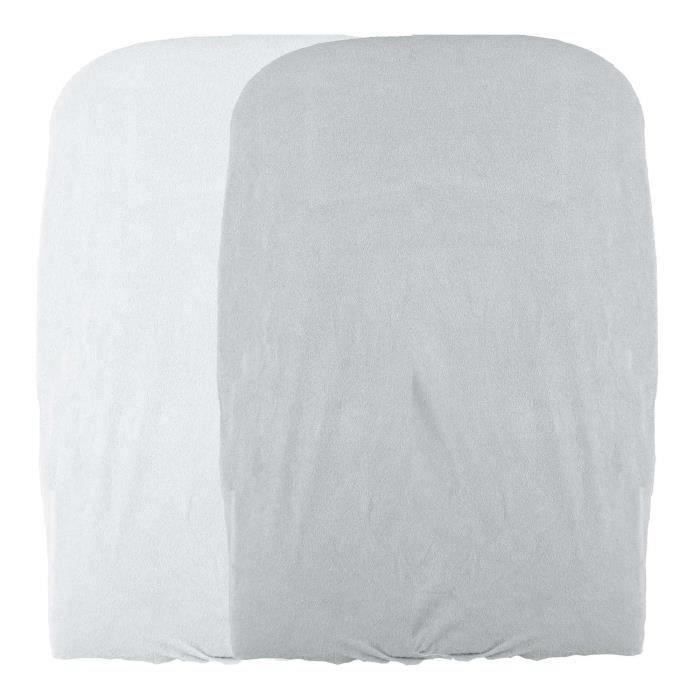 Lot de 2 housses de matelas à langer - Blanc / Perle - 50 X 75 cm
