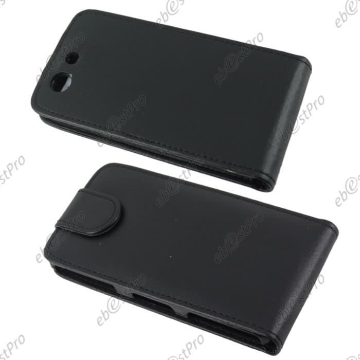 Étui Pour Sony Xperia X-Compact (2016), DFVmobile, Noir, Cuir Synthétique, Clip Pivotant