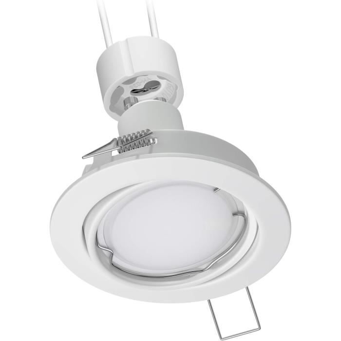 6 Cadres Encastrement Plafond Circulaire Aluminium Blanc Orientable - Douille GU5.3 MR16