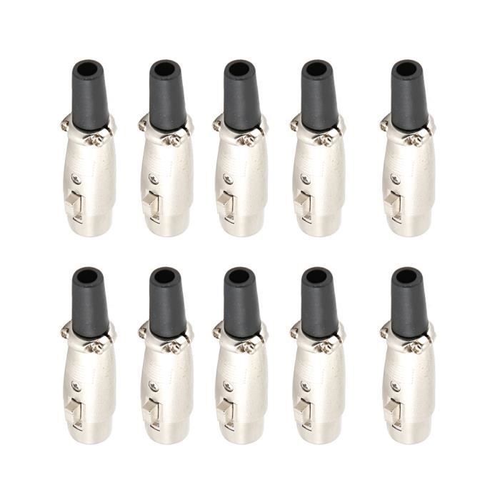 Lot De 4 Connecteurs Audio XLR Mini 3 Broches Femelle - Argent - Professionnel