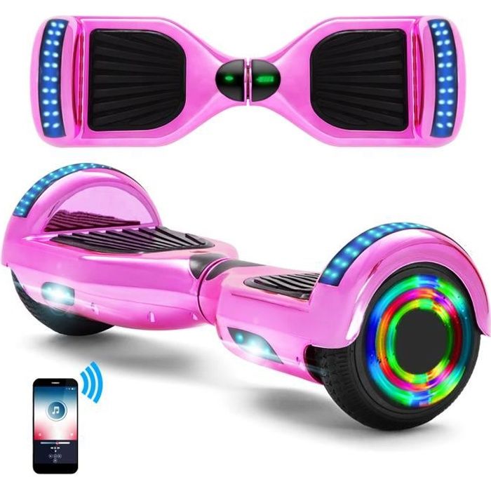 Hoverboard 6,5 Pouces Pour Enfant Et Ados Bluetooth LED Moteur Puissant  Overboard Electrique Hover Board Rose Chromé - Cdiscount Sport