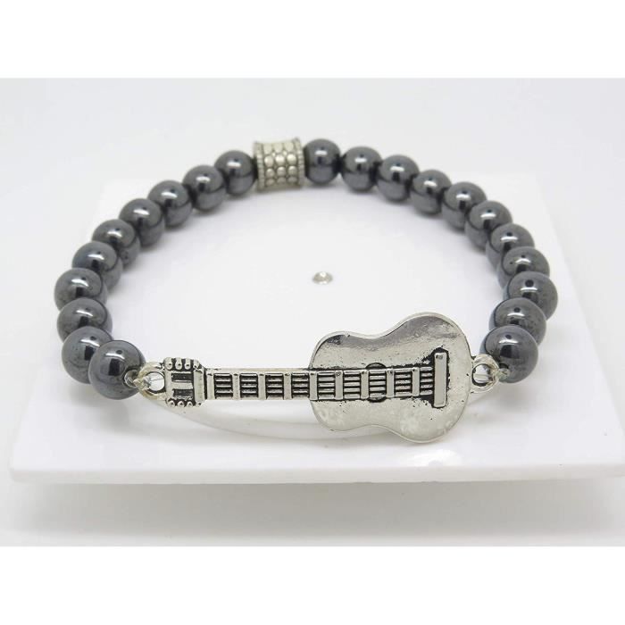 BRACELET GUITARE EN HÉMATITES idée cadeau guitariste papa, mari, ami