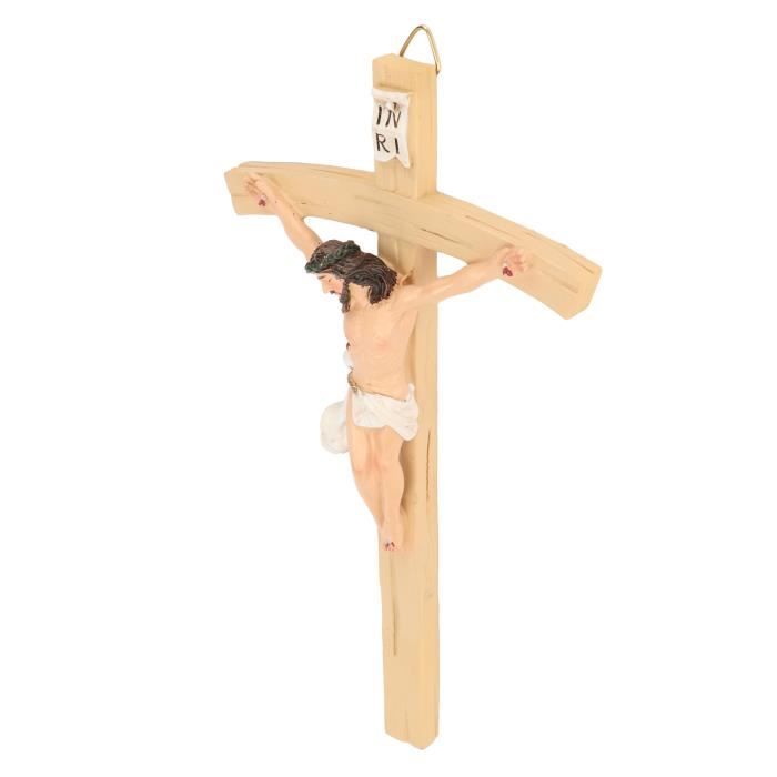 Croix Murale Décorative Avec Jésus - Taille 19,2 X 9,2 Cm - Finition Noir Et Doré - Décoration Intérieure Et De Noël - Parfaite Pour Chambre Ou Salon - 5