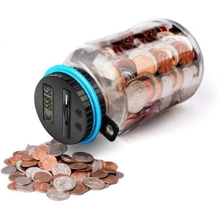 Compteur Automatique De Pièces Numérique Tirelire EUR 1.8L - Grande Capacité Économies