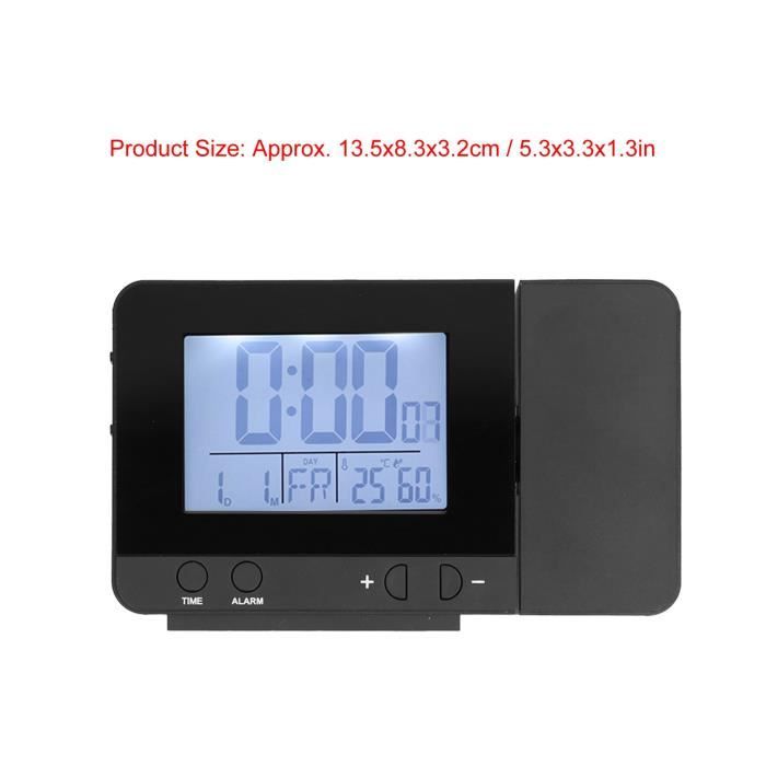 Réveil à Projection de plafond avec Radio FM, 12-24 heures, Snooze, double réveil pour chambre à