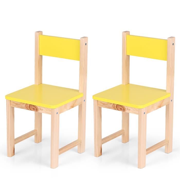 Lot De 2 Petites Chaises Jaune En Bois Pour Enfant Chaise Pour Enfant Lot De 2 Chaises Pour Chambre Enfant Cdiscount Maison