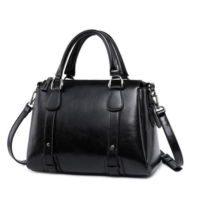 Sac à main à bandoulière sacs à main en cuir de mode en cuir de vachette -noir Sac à main à bandoulière sacs à main en cuir de mode en cuir de vachette -noir