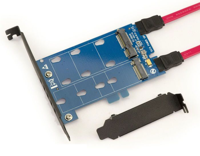 Adaptateur M.2 (M2 NGFF SATA) vers SATA et mSATA vers SATA – Avec équerre de fixation LOW PROFILE ou HIGH PROFILE