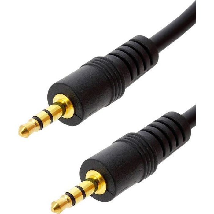 Cable Audio Son Stereo Prise Mini Jack 3,5mm Male vers Double Prise Femelle  Noir