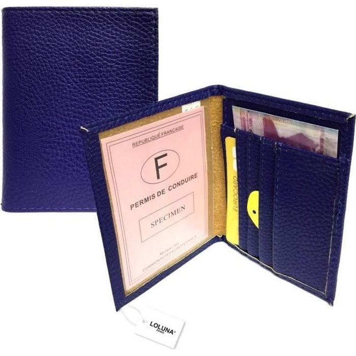 Portefeuille Homme porte carte de Credit Anti RFID Protection Cartes bleue pièce Identité Francaise permis Conduire Etui Cuir