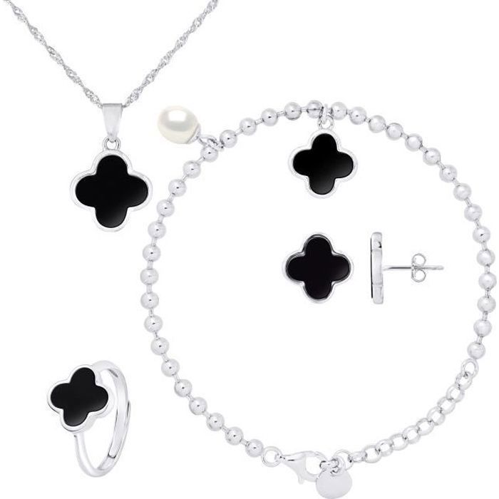 Parure De Bijoux Argent 925 Loutade - Collier, Boucles D'oreilles, Bracelet Et Bague En Forme De Cœur, Cadeau Romantique - 14