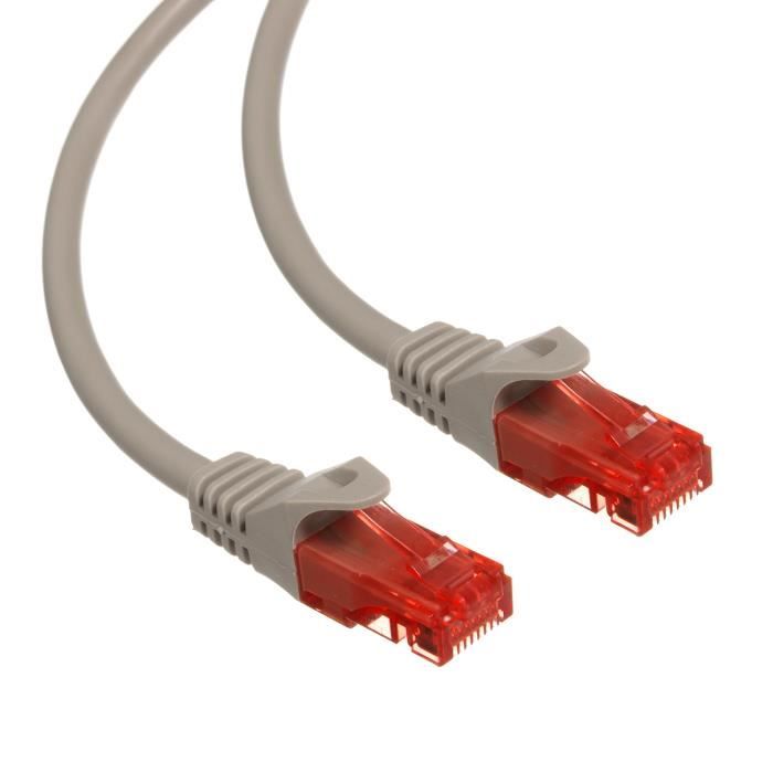 Câble patchcord RJ45 Cat6 UTP Ethernet 1 m gris Maclean MCTV-301S ...