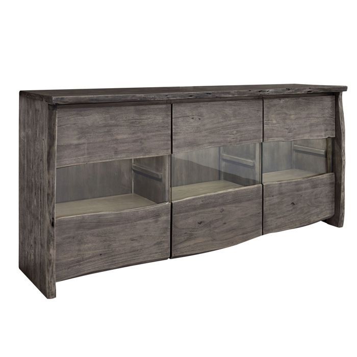 Buffet bas PURE ACACIA #908 gris 191x45x96 cm (BxTxH) bois massif Massivmoebel24