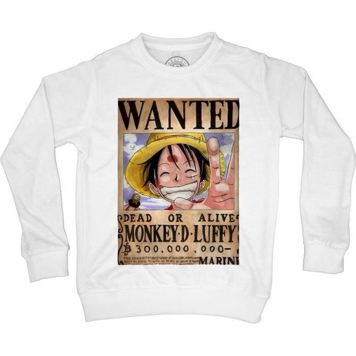 Sweat-Shirt enfant one piece monkey d luffy recompenses 300 millions de berry