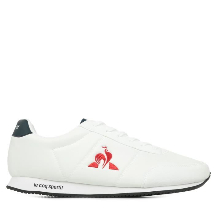Le Coq Sportif Baskets - COQ SPORTIF - Racerone Tricolore - Blanc optique - Lacets - Plat