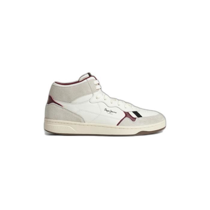 Pepe Jeans Baskets Homme - PEPE JEANS - Kore Basket - Cuir - Blanc - Lacets