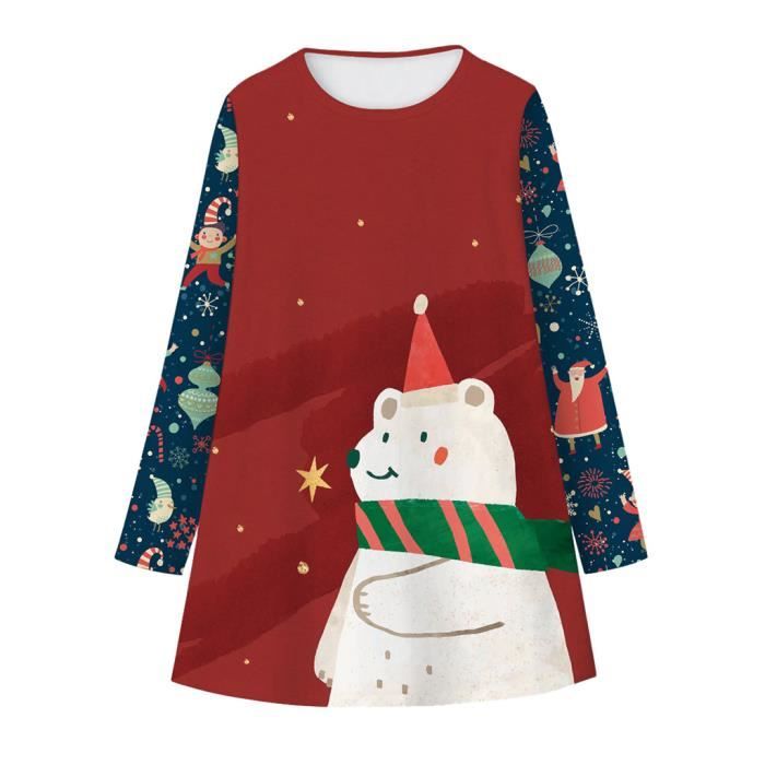 Robes De Noel Pour Filles Imprime Dessin Anime Enfants Robe Princesse Bebe Tenues Fete Multicolor Multicolor Cdiscount Pret A Porter