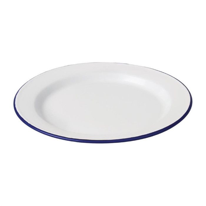 Assiette plate acier émaillé - 300 mm - Lot de 6
