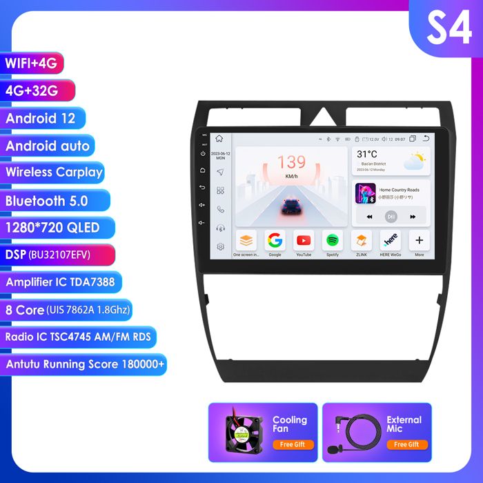 3+32G Android autoradio Audio GPS Navigation pour Audi A6 C5 RS6 S6 1997-2004 multimédia 2DIN voiture Auto stéréo DSP Bluetooth WIFI
