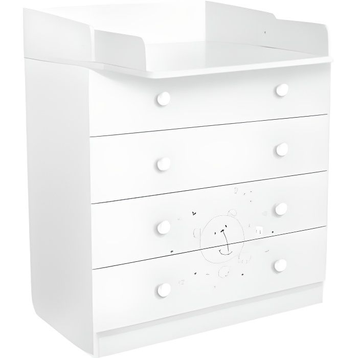 Shefa Kids Commode à Langer Éléphant Avec Ballon - 4 Tiroirs, Table Pliante Et Meuble Bébé Ergonomique