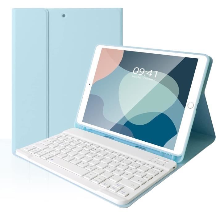 Clavier Bluetooth pour iPad Coque 10.2 9Ème Génération 2021, AZERTY