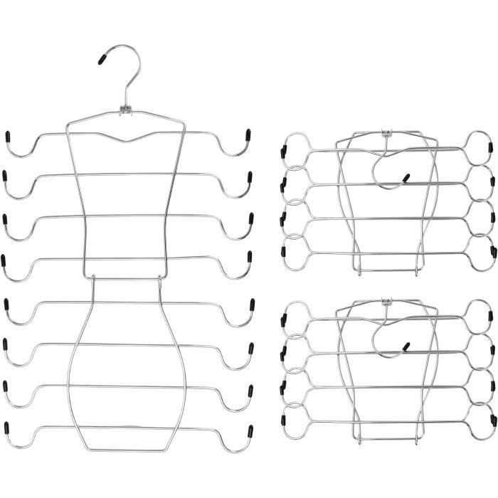 Lot De 2 Cintres Métalliques 8 étages Pour Soutiens-gorge Et Débardeurs - Pliables, Gain De Place - 2