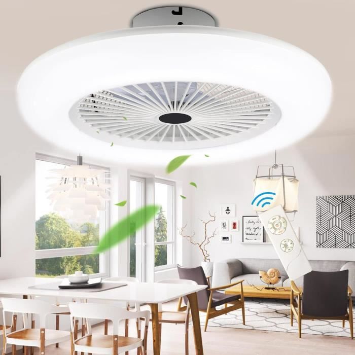 Ventilateur de plafond blanc 70W – Télécommande – 3 pales en métal – Minuterie 1/2/4/8H – Débit d'air 81,37 m³/min – Kuken
