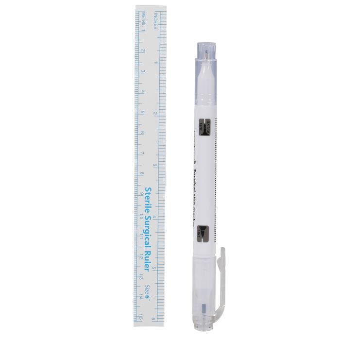 Marqueur cutané pour ponction chirurgicale Accessoire de tatouage avec règle à double extrémité