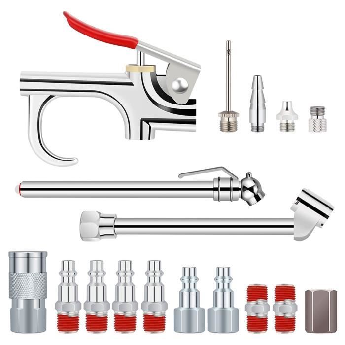 Kit Accessoires Compresseur D'air 20 Pièces - Tuyau 25 Pieds, Buses, Raccords 1/4"