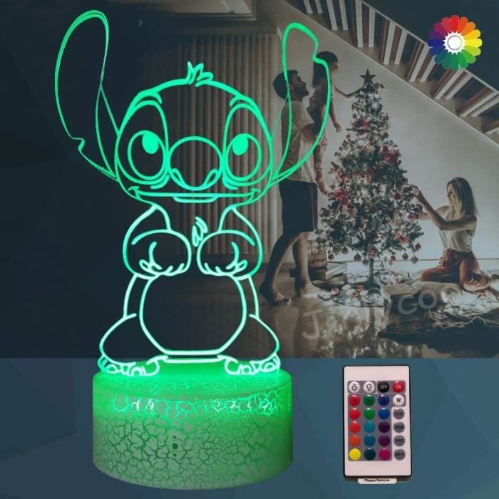 Lampe Stitch 3D Veilleuse Lampe de nuit Stitch Lampe de chevet LED  télécommande Touche 16 Couleurs Changeantes Prise USB - Cdiscount Maison